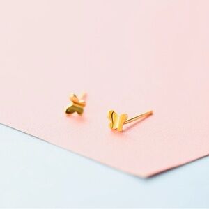 Gold Butterfly Stud Earrings